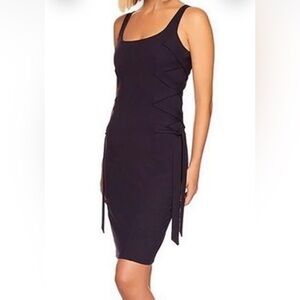 Susana Monaco Navy Blue Bodycon Dress XS Side Strap Cutout Made USA